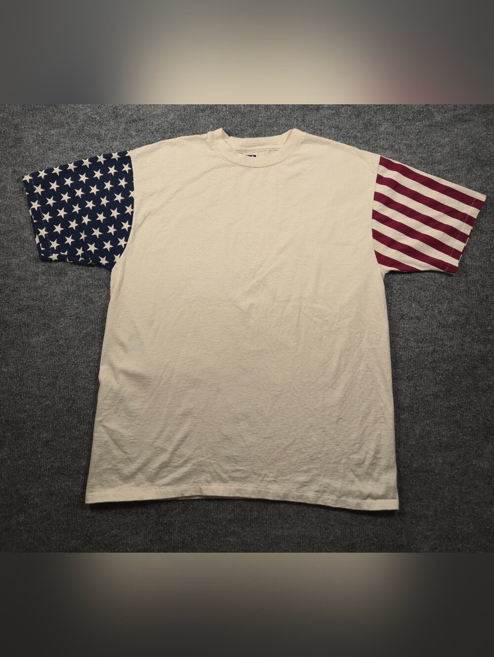 Vintage 90s L.A. Sportswear USA Flag Sleeve Single Stitch Tee Men’s XL Patriotic